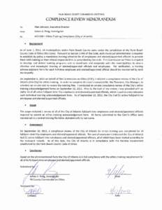 PALM BEACH COUNTY COMMISSION ON ETHICS  COMPLIANCE REVIEW MEMORANDUM To:  Alan Johnson, Executive Director