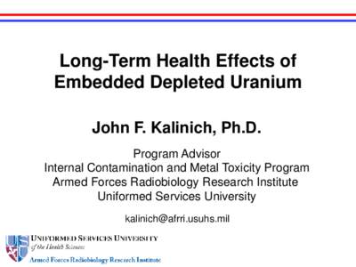 Long-term health effects of embedded depleted uranium