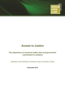 Submission[removed]Australian Lawyers Alliance - Access to Justice Arrangements - Public inquiry