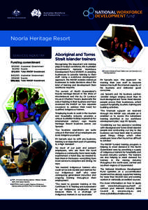 Noorla Heritage Resort  SERVICES INDUSTRY Funding commitment $10,050 Australian Government $4,950 Noorla