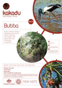 Bubba walks facsheet, Kakadu National Park
