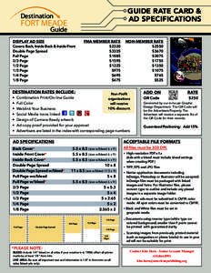 GUIDE RATE CARD & AD SPECIFICATIONS Destination  FORT MEADE