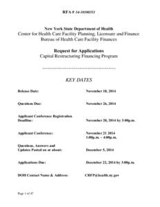 Request for Applications #[removed]: Capital Restructuring Financing Program
