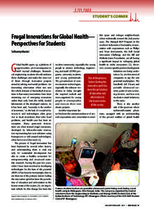 STUDENT’S CORNER  Frugal Innovations for Global Health— Perspectives for Students Subhamoy Mandal
