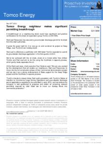 Tomco Energy neighbour makes significant permitting breakthrough