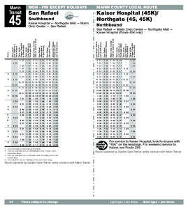 Marin Transit 45  MON - FRI EXCEPT HOLIDAYS