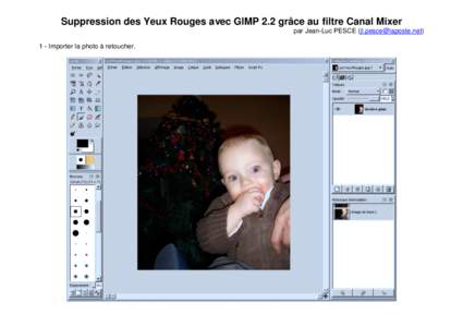 Suppression des Yeux Rouges avec GIMP 2.2 grâce au filtre Canal Mixer par Jean-Luc PESCE ([removed[removed]Importer la photo à retoucher. 2 – Dupliquer le Calque 3 – Appliquer le filtre : ‘Filtres/Coule