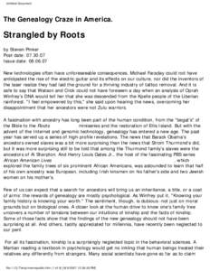 Untitled Document  The Genealogy Craze in America. Strangled by Roots by Steven Pinker