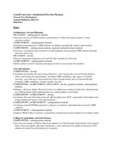 Cornell University—Institutional Diversity Planning Toward New Destinations Annual InitiativesSummary Deans Architecture, Art and Planning