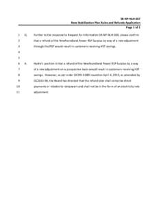 SR‐NP‐NLH‐057  Rate Stabilization Plan Rules and Refunds Application  Page 1 of 1  1   Q. 