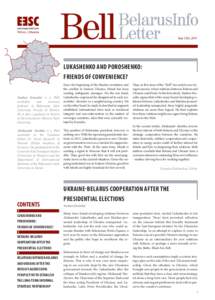 Issue 3 (45), 2014  Lukashenko and Poroshenko: friends of convenience? Yauhen Krasulin is a PhD candidate