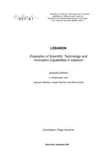 Evaluation of Scientific, Technology and Innovation