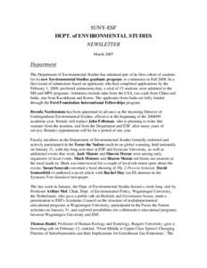 Environment / Adirondacks / New York State College of Forestry / State University of New York / State University of New York College of Environmental Science and Forestry / Syracuse University / Ecological modernization / Syracuse /  New York / Environmental justice / New York / Middle States Association of Colleges and Schools / Environmental social science