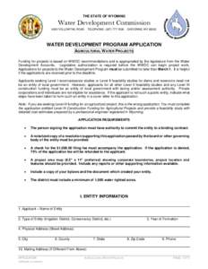 THE STATE OF WYOMING  Water Development Commission 6920 YELLOWTAIL ROAD  TELEPHONE: (