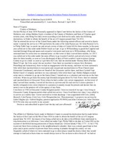 Southern Campaign American Revolution Pension Statements & Rosters Pension Application of Matthias Gayle S16818 VA Transcribed and annotated by C. Leon Harris. Revised 1 April[removed]State of Virginia County of Mathews