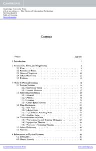 Cambridge University Press[removed]1 - The Physics of Information Technology Neil Gershenfeld Table of Contents More information