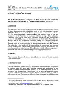 E-WAter Official Publication of the European Water Association (EWA) © EWA 2006 D. Furberg1,2, S. Nilsson1 and S. Langaas3  An Indicator-based Analysis of the River Basin Districts