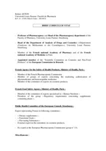 Curriculum vitae of Robert ANTON