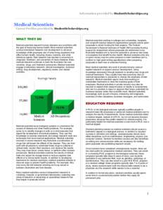 Information provided by StudentScholarships.org  ____________________________________________________________________________________ Medical Scientists Career Profiles provided by StudentScholarships.org