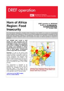 HORN OF AFRICA: FOOD INSECURITY; DREF Operation  MDR64003.doc