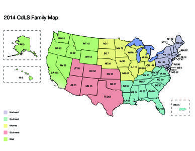 2014 CdLS Family Map  WA 74 MT 15  AK 5