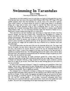 Swimming In Tarantulas Jason A. Dunlop University of Manchester, Manchester UK