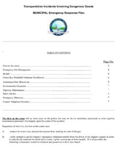 Transportation Incidents Involving Dangerous Goods MUNICIPAL Emergency Response Plan TABLE OF CONTENTS  Ambulance New Brunswick…………………………...........................…….………