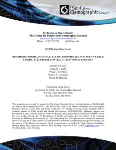 Bowling Green State University  The Center for Family and Demographic Research http://www.bgsu.edu/organizations/cfdr Phone: ([removed]removed]