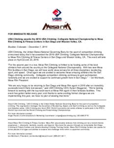 Microsoft Word - Press Release for Mesa Rim 2016 Collegiate Nationals.docx