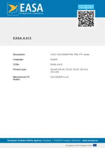 EASA.A.613  Description: A.613 VULCANAIR P64, P66, PV1 series