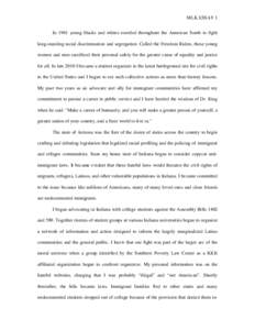 Deportation / Martin Luther King /  Jr. / Ku Klux Klan / Illegal immigration / Civil rights movement / Indiana / United States / Higher education in the United States / Undocumented students in the United States