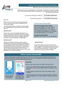 Security Arrival Information for the Ship Security Officer  NSW Ports Access Card for Berth 102 (I) and 101 (J) LO GO