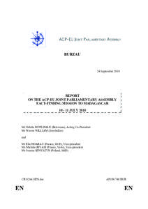BUREAU  24 September 2010 REPORT ON THE ACP-EU JOINT PARLIAMENTARY ASSEMBLY