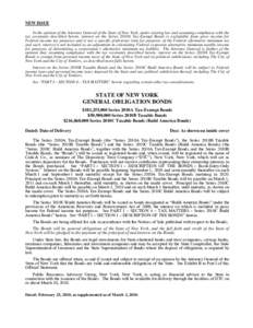 NEW ISSUE In the opinion of the Attorney General of the State of New York, under existing law and assuming compliance with the tax covenants described herein, interest on the Series 2010A Tax-Exempt Bonds is excludable f