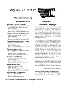 Big Sky Roundup http://montanamsgs.orgOfficers October 2013