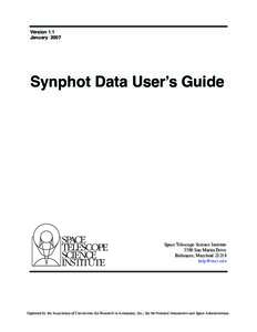 Version 1.1 January 2007 Synphot Data User’s Guide  Space Telescope Science Institute