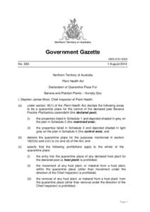 Northern Territory of Australia  Government Gazette ISSN-0157-833X  No. S65