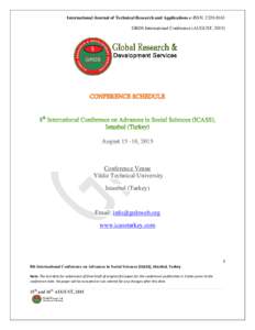 International Journal of Technical Research and Applications e-ISSN: GRDS International Conference (AUGUST, 2015) Conference Venue Yildiz Technical University Istanbul (Turkey)