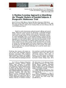 A Machine Learning Approach to Identifying the Thought Markers of Suicidal Subjects: A Prospective Multicenter Trial