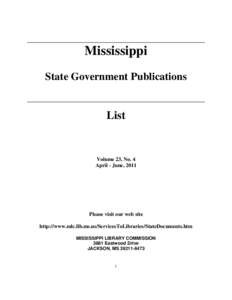 Mississippi State Government Publications List  Volume 23, No. 4