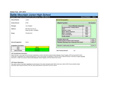 School Year[removed]Battle Mountain Junior High School Adequate Yearly Progress Report for[removed]School Year *FINAL RESULTS School District: