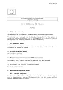 Minutes of the 12th plenary meeting of the Scientific Committee on Consumer Safety (SCCS) of 20 September 2011