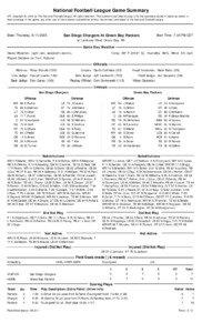 National Football League Game Summary NFL Copyright © 2005 by The National Football League. All rights reserved. This summary and play-by-play is for the express purpose of assisting media in their coverage of the game; any other use of this material is prohibited without the written permission of the National Football League.