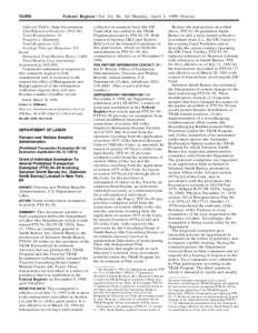 [removed]Federal Register / Vol. 64, No[removed]Monday, April 5, [removed]Notices Affected Public: State Government. Cite/Reference/Form/etc: ETA 581.