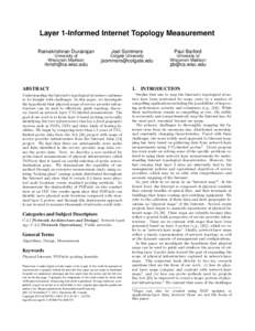 Layer 1-Informed Internet Topology Measurement Ramakrishnan Durairajan Joel Sommers  Paul Barford