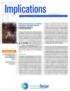 Implications VOL. 09 ISSUE 01 www.informedesign.org  A Newsletter by InformeDesign. A Web site for design and human behavior research.