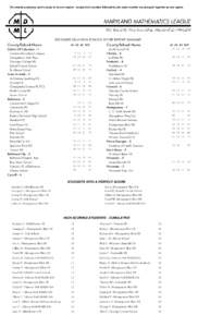 For awards purposes, each county is its own region - except that counties followed by the same number are grouped together as one region.  DECEMBER 2014 HIGH SCHOOL SCORE REPORT SUMMARY County/School Name District Of Col