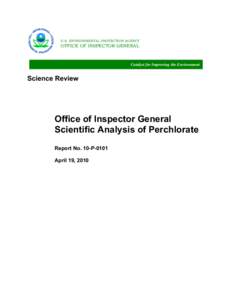 Office of Inspector General Scientific Analysis of Perchlorate, 10-P-0101, April 19, 2010
