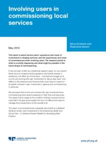 Involving users in commissioning local services May 2010