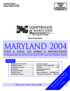 Comptroller of Maryland Revenue Administration Division Annapolis, Maryland[removed]PRSRT STD U.S. POSTAGE